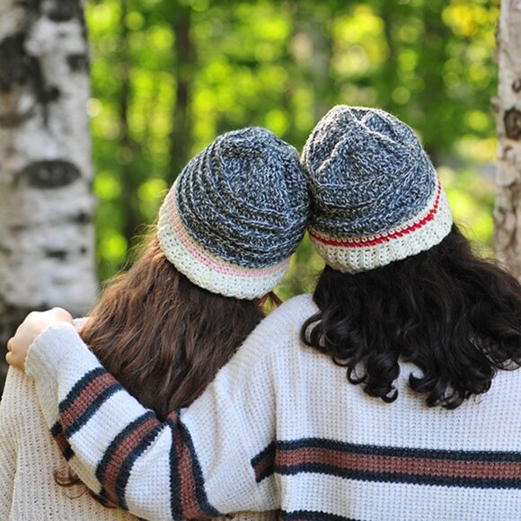 Handmade Grey and Red Sock Monkey Hat, Crochet Wool Toque Made in Canada - Picture 5 of 5